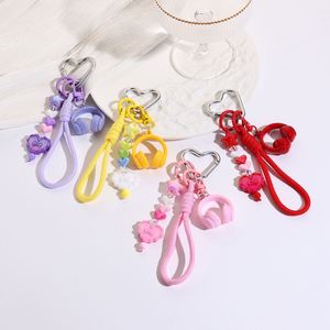 Braided Rope Keychain Heart Pendant Earphone Charm Cute <b>Phone</b> <b>Lanyard</b> Bag Strap Bow Accessory Gift Party Favor Souvenir - Product Image 2