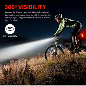 Set di Luci Ricaricabili per Bici <span class=keywords><strong>Faro</strong></span> Anteriore e Fanale <span class=keywords><strong>Posteriore</strong></span> Essenziale per Ciclismo Notturno Luce Lampeggiante di Avvertimento Impermeabile - Product Image 5
