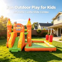 Château gonflable commercial combiné pour enfants avec toboggan et piscine à jets d'eau en PVC pour location événementielle avec souffleur