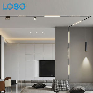 LOSO Alto brillo Interior Negro Diseño antideslumbrante Techo de aluminio LED Luz de pista magnética - Product Image 3
