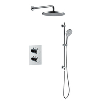 Robinet de douche à effet pluie à double poignée en céramique brossée en laiton, design contemporain, application pour hôtel, appartement, villa