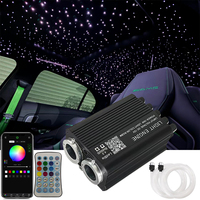 Kit d'éclairage LED à fibres optiques scintillantes 32W à double tête, effet météore, DC12V, 3m, fibre 0,75mm, IP54, alliage d'aluminium léger, télécommande et application