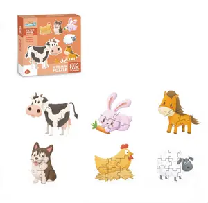 Vendita calda Happy Farm Puzzle Di Cartone Animali della Giungla Puzzle 6 Serie Di Set di Giocattoli Per I Bambini