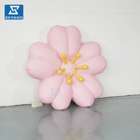 Décoration publicitaire gonflable de fleurs de fleurs roses avec LED Décoration commerciale extérieure gonflable personnalisée de fleurs