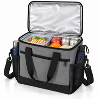 Sac isotherme personnalisé avec logo, en polyester réutilisable avec fermeture éclair et poche avant, réutilisable pour le travail quotidien, les voyages et les pique-niques