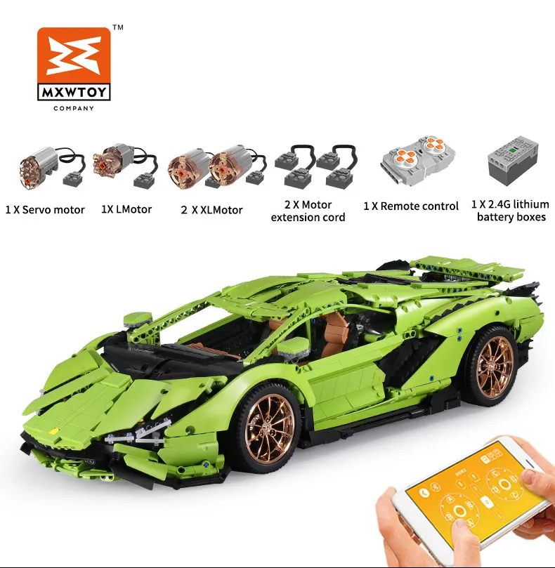 High Tech Series Mould King 13057 1:8 Sian RC Car Model Building Blocks Compatible 42115 Sports Technic Car For Adults