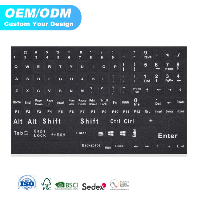 Manufacturer Print Multiple Languages Letter PVC Keyboard Stickers Wear Resistance Keyboard Stickers for Macbook