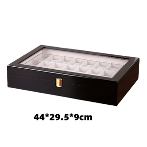 Vendita al dettaglio di Pianoforte Lacca Contenitore di Vigilanza Chiave di Legno di Lusso Nero Orologio Da Parete Scatola Dell'organizzatore di Caso 20 Slot Orologio Con Display In Vetro Top - Product Image 6