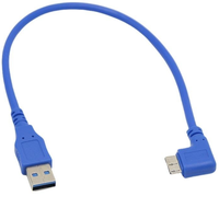 Câble de disque dur Micro BM vers USB 3.0 AM à angle droit de 90 degrés pour microphone/haut-parleur avec gaine en PVC