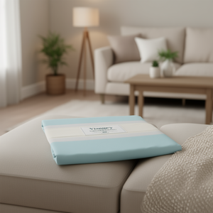 Manta Ligera Vianney Abbey, Color Celeste a Rayas, Tamaño Matrimonial, para Todas las Temporadas, Tejido de Poliéster, Estilo Minimalista - Product Image 2