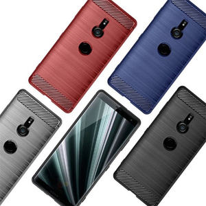 Meilleure vente pour <span class=keywords><strong>Sony</strong></span> Xperia <span class=keywords><strong>XZ3</strong></span> Coque arrière souple pour téléphone portable Coque en silicone brossé en fibre de carbone TPU - Product Image 1