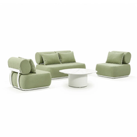 Ensemble de canapé et table basse en aluminium résistant aux intempéries, style minimaliste moderne, 90 cm, pour terrasse extérieure, bord de piscine et patio sur le toit