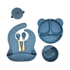 Ensemble <span class=keywords><strong>de</strong></span> couverts <span class=keywords><strong>de</strong></span> luxe <span class=keywords><strong>de</strong></span> haute qualité, ensemble d'alimentation pour bébé en <span class=keywords><strong>silicone</strong></span> noir à motif <span class=keywords><strong>de</strong></span> lapin, assiettes et cuillères pour bébé, bols, ensembles cadeaux - Product Image 6