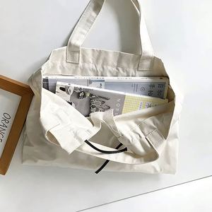 New Design Custom Logo Letter Portable Versatile Canvas Cotton Eco Recyclable Handheld Zipper Shoulder Closure Long Handle Tote - Product Image 4