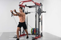 Máquina de Entrenamiento Multifuncional Snode Smith con Estructura de Acero Soldado Resistente, Barra Integrada para Polea Lateral, Práctica de Levantamiento de Pesas para Todo el Cuerpo