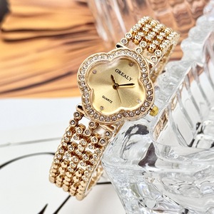Orologio da <span class=keywords><strong>Donna</strong></span> di Lusso a Quadrifoglio con Strass, Bracciale Gioiello, Orologio da Polso Portafortuna, Regalo di Moda Africana - Product Image 2