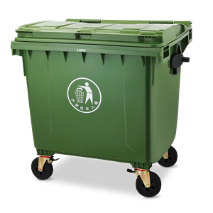Conteneur à déchets en HDPE de grande capacité 1100L, logo et couleur personnalisables, roues universelles, poubelle - Product Image 1