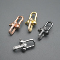 Fermoirs de collier et de bracelet en laiton plaqué or, or rose, rhodium, noir canon, en forme de U, pour la fabrication de bijoux