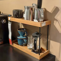Étagère de rangement moderne à double niveau en bois pour épices, sel et poivre, pour cuisine et garage