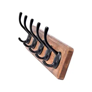 Multi-functional 5 <b>Key</b> <b>Hanger</b> Wall Mounted Black Metal with Wooden Based Home Storage Wall Hanging Stand with Cheap Price - Product Image 1