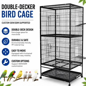 Jaula grande de doble capa para pájaros con pequeña abertura de escape, gran espacio, comedero, bandeja práctica y jaula móvil. - Product Image 5