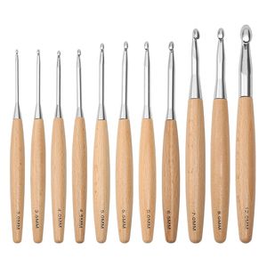 Outils de tricotage en gros 11 pièces de tailles différentes couture manche en bois massif crochet en métal crochet crochet - Product Image 6