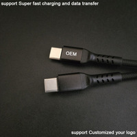 Kabel USB Type C ke USB Type C dengan selubung aluminium Neo Chubby anti-tarikan dan anti-kusut, berjaring nilon kepang.