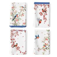 Lot de 12 torchons de cuisine en coton tissé 100 % pour Noël, style sac à farine |   Serviettes de cuisine écologiques, lavables en machine et à séchage rapide