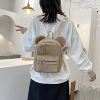 Sac à dos mini en peluche douce personnalisé pour enfants avec poignée souple, forme oreilles de souris mignonnes, dessin animé, petit sac d'école pour étudiants et enfants