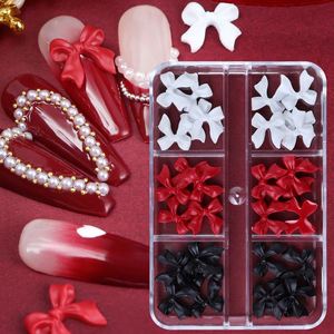 6 Compartimentos, 30 Piezas de Adornos para Uñas con Lazo Rojo y Blanco, Accesorios Coreanos, Decoración de <span class=keywords><strong>San</strong></span> Valentín, Accesorios Kawaii para Diseño de <span class=keywords><strong>Manicura</strong></span> - Product Image 1