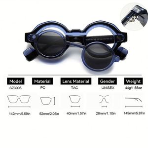 Lunettes de soleil polarisées rondes rétro 2025 personnalisables avec logo pour hommes et femmes, protection UV400, verres transparents anti-lumière bleue avec clip magnétique - Product Image 5