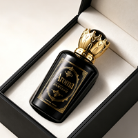 Flacon de parfum noir brillant de haute qualité 100 ml, flacon de parfum rond en verre, forme unique, flacon de parfum en verre avec boîte