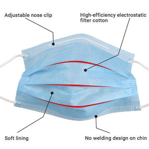 Nhà Máy Trực Tiếp Cung Cấp Màu Xanh Trắng Dùng Một Lần Dành Cho Người Lớn Mặt Nạ Meltblown Vải Ba Lớp Bảo Vệ en14683 Tiêu Chuẩn Có Thể Điều Chỉnh - Product Image 4