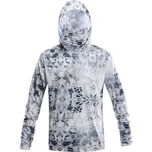 เสื้อกีฬาแขนยาวผู้ชายแบบ OEM สั่งทำพิเศษ ป้องกันแสงแดด UPF 50+ พร้อมฮู้ดและหน้ากากสำหรับตกปลา - Product Image 2