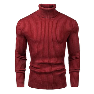 Pull en maille côtelée extensible pour homme, anti-froissement, anti-rétrécissement, vente en gros ODM, couleur unie, nylon/coton, couleur chinée - Product Image 1