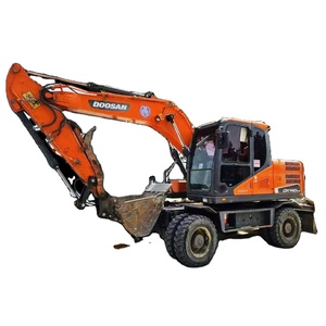 Excavatrices sur pneus Doosan DH140 DX140 d'occasion de bonne qualité, excavatrices coréennes Doosan d'occasion, pelle de 14 tonnes certifiée CE avec brise-roche - Product Image 1