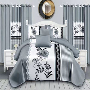 高級ベッドシート12個キングサイズ寝具シートセットカーテン付き120GSMマイクロファイバーダビットカバーリビングルーム用カーテン - Product Image 5