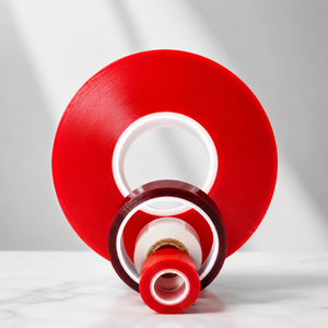 Nastro Adesivo in Silicone Monofacciale PET con Liner Rosso, Design Spesso Nero ad Alta Spugnatura per Targhette, Resistente al Calore, per Mascheratura - Product Image 4