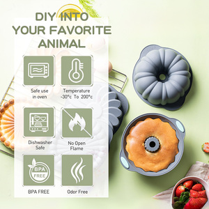 Moules à gâteau en silicone antiadhésif gris sans BPA Moule à gâteau sans BPA pour la cuisson pour la fabrication <span class=keywords><strong>de</strong></span> délicieux gâteaux Ensemble d'ustensiles <span class=keywords><strong>de</strong></span> cuisson - Product Image 2