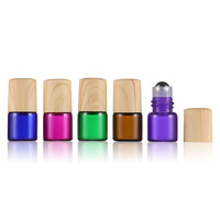 Flacon de flacons en verre avec bouchon en plastique de bambou, flacon de 1ml, bleu, rouge, vert, ambre, violet, échantillon d'huile essentielle ou de parfum, vente en gros