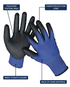 Guantes <span class=keywords><strong>de</strong></span> Trabajo <span class=keywords><strong>de</strong></span> Poliéster Azul <span class=keywords><strong>de</strong></span> 13G con Recubrimiento <span class=keywords><strong>de</strong></span> PU Negro, Guantes <span class=keywords><strong>de</strong></span> Nailon con Recubrimiento <span class=keywords><strong>de</strong></span> PU, Guantes <span class=keywords><strong>de</strong></span> Construcción - Product Image 2