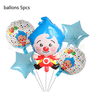 Decoración para Fiesta de Cumpleaños de <span class=keywords><strong>Payaso</strong></span> <span class=keywords><strong>Plim</strong></span> <span class=keywords><strong>Plim</strong></span>: Cubiertos, Platos, Vasos, Pancarta, Adorno para Pastel, Bandera Colgante, Tarjeta de Invitación, Bolsa de Regalo, Globos - Product Image 3