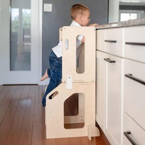 Toddler <b>Tower</b> Kitchen Stool Art Desk 2-in-1 Convertible Table and Wooden Step Platform for Crafting Drawing - Product Image 3