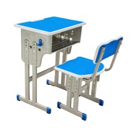 Ensemble bureau et chaise pour centre de formation, réglable en hauteur, mobilier scolaire moderne avec crochet
