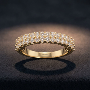 Anillo de Diamante Cultivado en Laboratorio para Mujer, Corte Brillante Redondo en Oro Amarillo, Estilo Clásico de Compromiso, Oro 10K 14K 18K, Plata 925 935 - Product Image 1