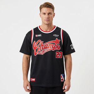 Champs <b>Men's</b> <b>Black</b> Short Sleeve Jersey T-Shirt Red Letter Pattern Number 23 Formal Front <b>Turtleneck</b> Regular Fit Regular Length - Product Image 6