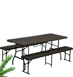 Prix d'usine Table de camping et banc pliant Table de patio rectangulaire durable pour l'extérieur