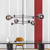 Lustre Sputnik moderne, suspension style Mid-Century, globes en verre fumé, hauteur réglable, pour salle à manger et salon