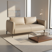 Canapé modulaire inclinable en cuir beige au design minimaliste, très demandé, pour bureau, salon ou appartement