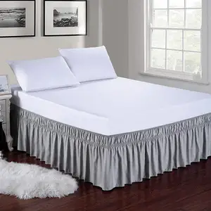 Faldas de cama de poliéster personalizadas para camas Queen, faldas de cama plisadas a medida con volantes y polvo, 15 pulgadas